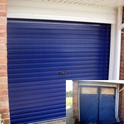 Steel Roller Garage Door Navy Blue – Before & After!